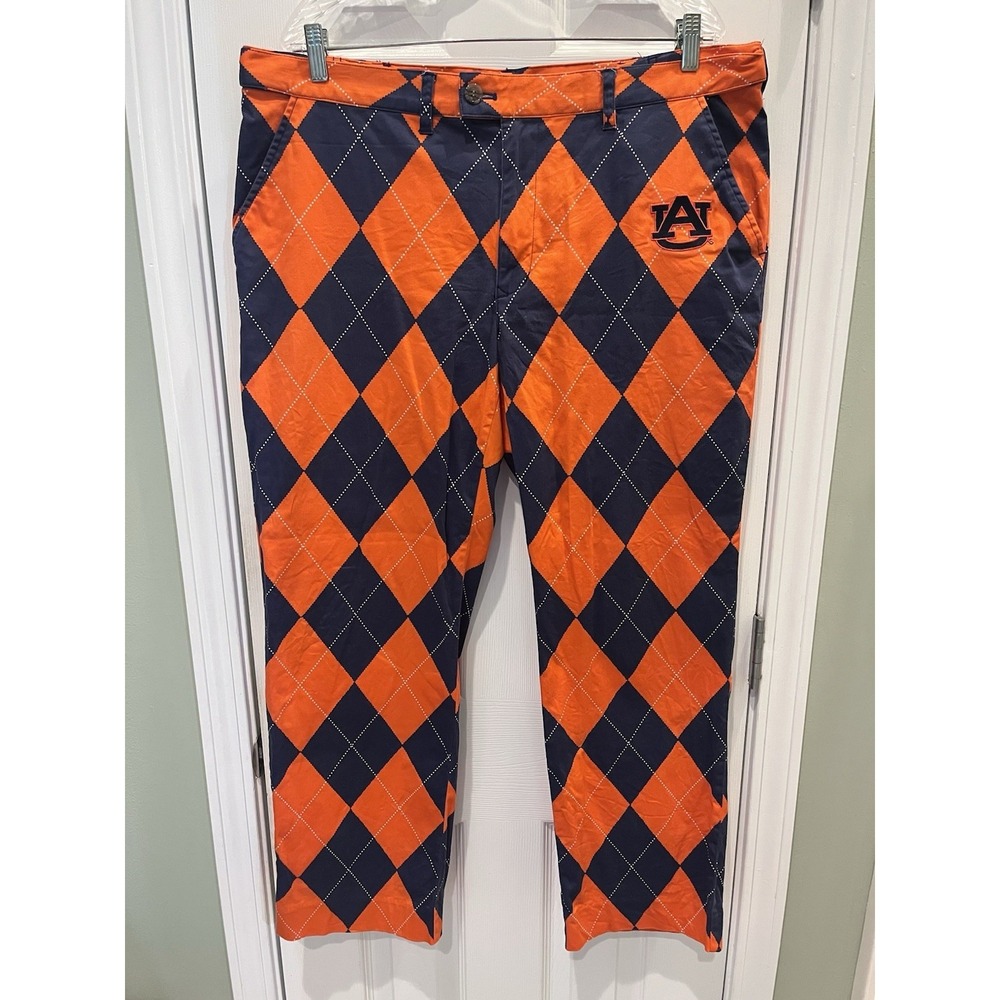 Loudmouth Golf Auburn Tigers Golf Pants 40x30 Argyle Preppy Collegiate Statement